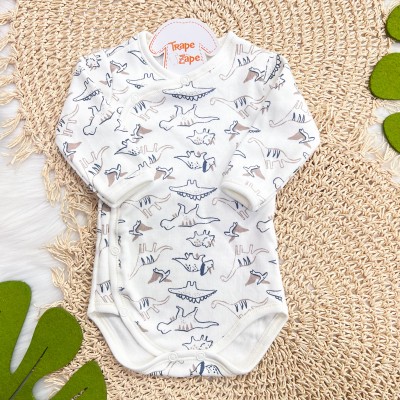 Body Kimono M/L Dinossauros Marinho e Areia - Off White
